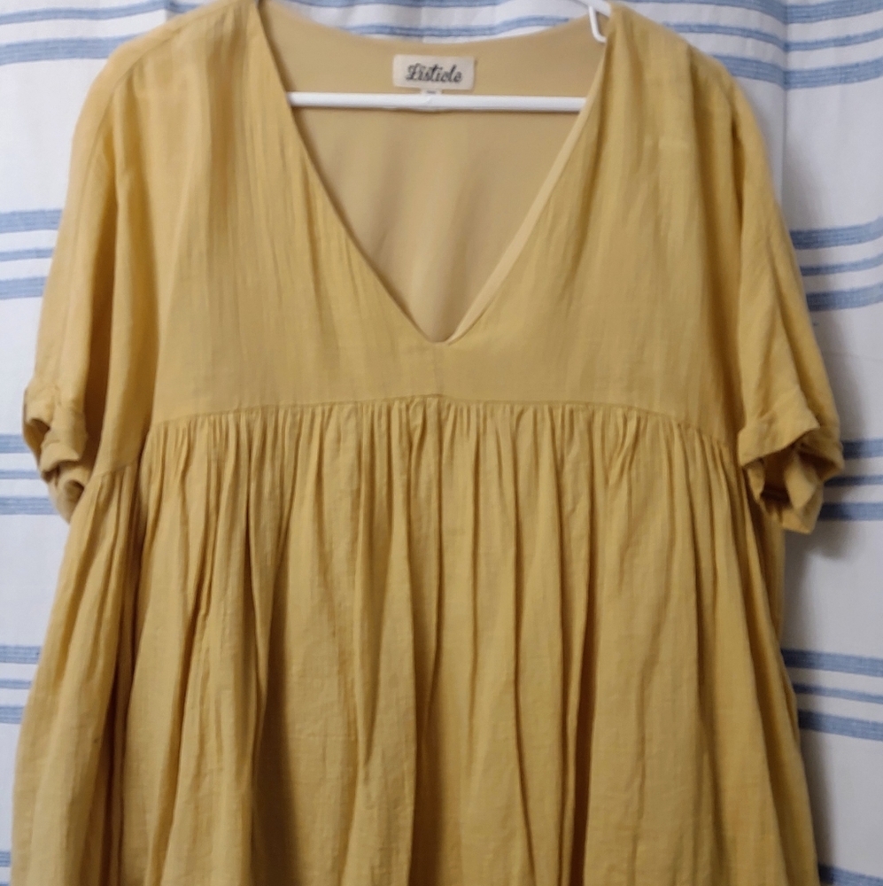 Listicle Baby Doll Tunic, Yellow, Medium